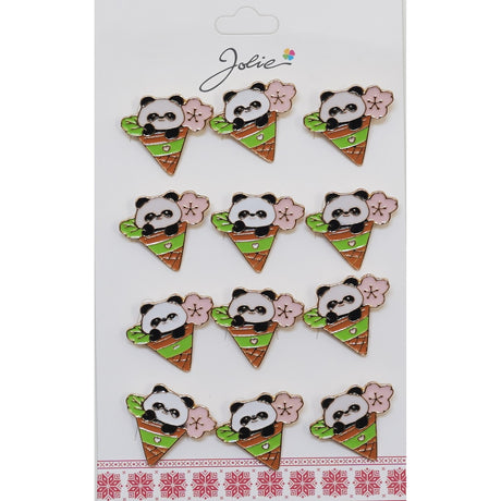 Set 12 Brose Martisor Urs Panda In Con De Inghetata - vivimall.ro