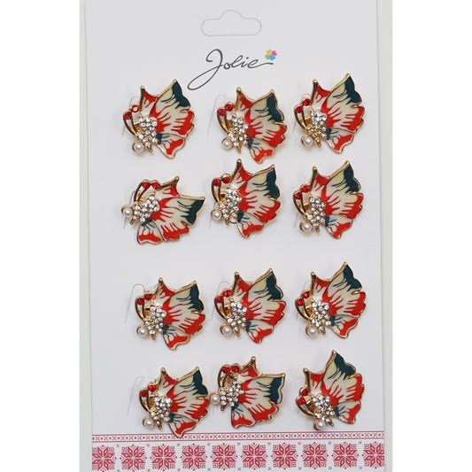 Set 12 Brose Martisor Fluture Rosu - vivimall.ro