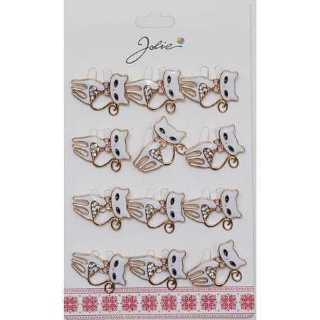 Set 12 Brose Martisor Pisica Alba cu Pietre - vivimall.ro