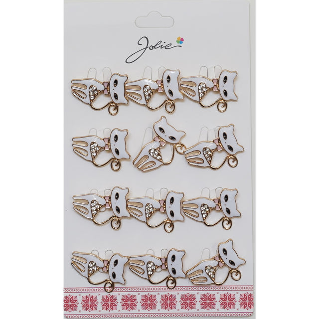 Set 12 Brose Martisor Pisica Alba cu Pietre - vivimall.ro