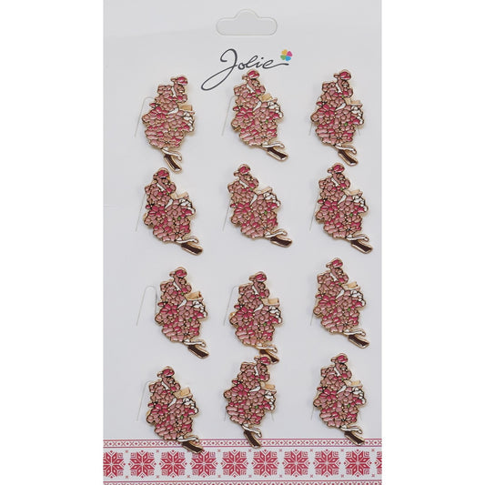 Set 12 Brose Martisor Buchet de Flori Roz