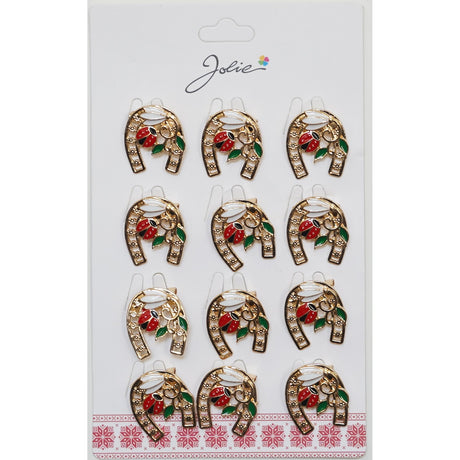 Set 12 Brose Martisor Primavara Potcoava Cu Ghiocel Si Buburuza - vivimall.ro