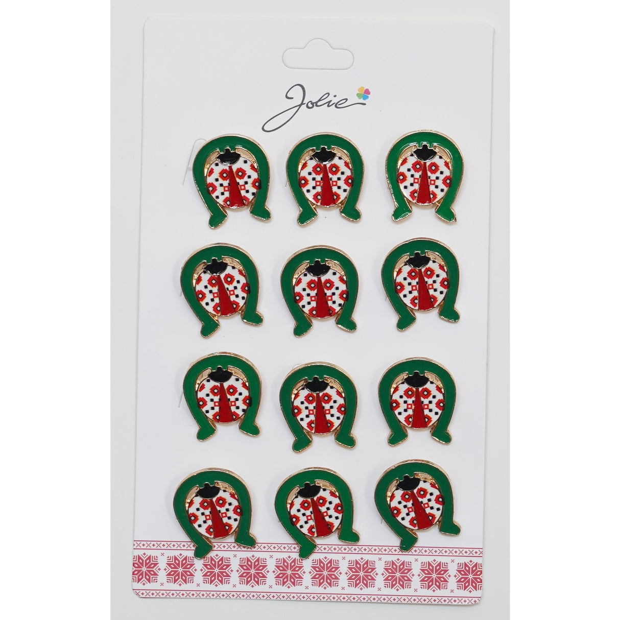 Set 12 Brose Martisor Primavara Buburuza Motiv Traditional In Potcoava - vivimall.ro