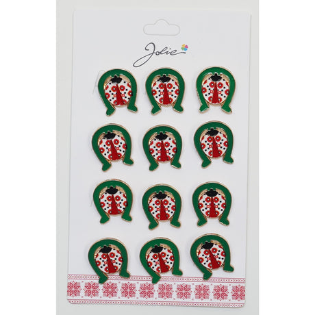 Set 12 Brose Martisor Primavara Buburuza Motiv Traditional In Potcoava - vivimall.ro