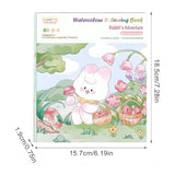 Set Carte de Colorat cu Acuarela, Flippy, Model Iepure, 20 Foi de Carton 200 gr, 12 Culori, 1 Pensula, 15.7 x 18.8 x 1.8 cm, Alb - vivimall.ro