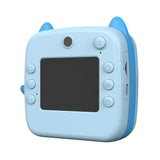 Set Camera Instantanee pentru Copii, Flippy, Ecran HD 2.4'', 24MP, 720P Video, 1200 mAh, cu Functie de Printare Alb-Negru, cablu USB-C, Bluetooth, Compatibil iOS/Android, Imprimare APP, Model Kitty, Albastru - vivimall.ro