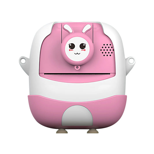 Set Camera Instantanee pentru Copii, Vivimall, Ecran HD 2.4'', 24MP, 720P Video, 1200 mAh, cu Functie de Printare Alb-Negru, cablu USB-C, Bluetooth, Compatibil iOS/Android, Imprimare APP, Model Iepure Emoji, Roz - vivimall.ro