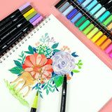 Set Carioci pe Baza de Apa, Vivimall, 2 in 1, pentru Pictura, Caligrafie, 72 Culori, Penar Negru, Corp Carioca Negru, 24.5 x 18.5 x 5 cm, Multicolor - vivimall.ro