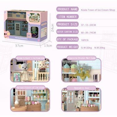 Set Casa De Papusi, Magazin De Inghetata, Cu Mobilier Si Figurine