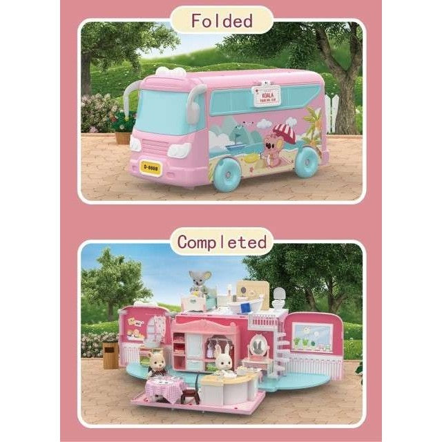 Set Casa De Papusi Tip Van, 2 In 1 Autobuz Si Casa, 43 Accesorii Si Mobilier, +3 Ani