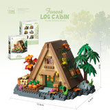 Căsuță din grădină cu legume Flippy Forest Log Cabin asamblată, detaliu fațadă și grădină