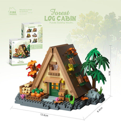 Căsuță din grădină cu legume Flippy Forest Log Cabin asamblată, detaliu fațadă și grădină
