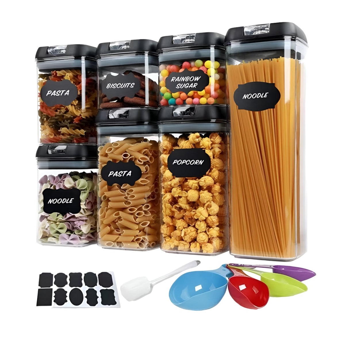 Set 7 cutii depozitare alimente cu etichete reutilizabile | FreshKeeper - vivimall.ro