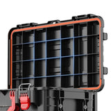 Set Cutii pentru Scule, Flippy, Organizator pe Roti tip Troller, 3 Piese, Modular, Maner Telescopic, Protectie IP65, 56 x 47.5 x 65 cm, Negru - vivimall.ro