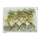 Set de 12 ornamente de brad, Flippy, de tip Glob, Auriu, din plastic, cu finisaj sclipitor , cutie  6  cm adancime x 23  cm lungime x 18  cm inaltime - vivimall.ro