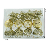 Set De 12 Ornamente De Brad, De Tip Glob, Din Plastic, Cu Finisaj Sclipitor, Cutie 6 Cm Adancime X 23 Cm Lungime X 18 Cm Inaltime