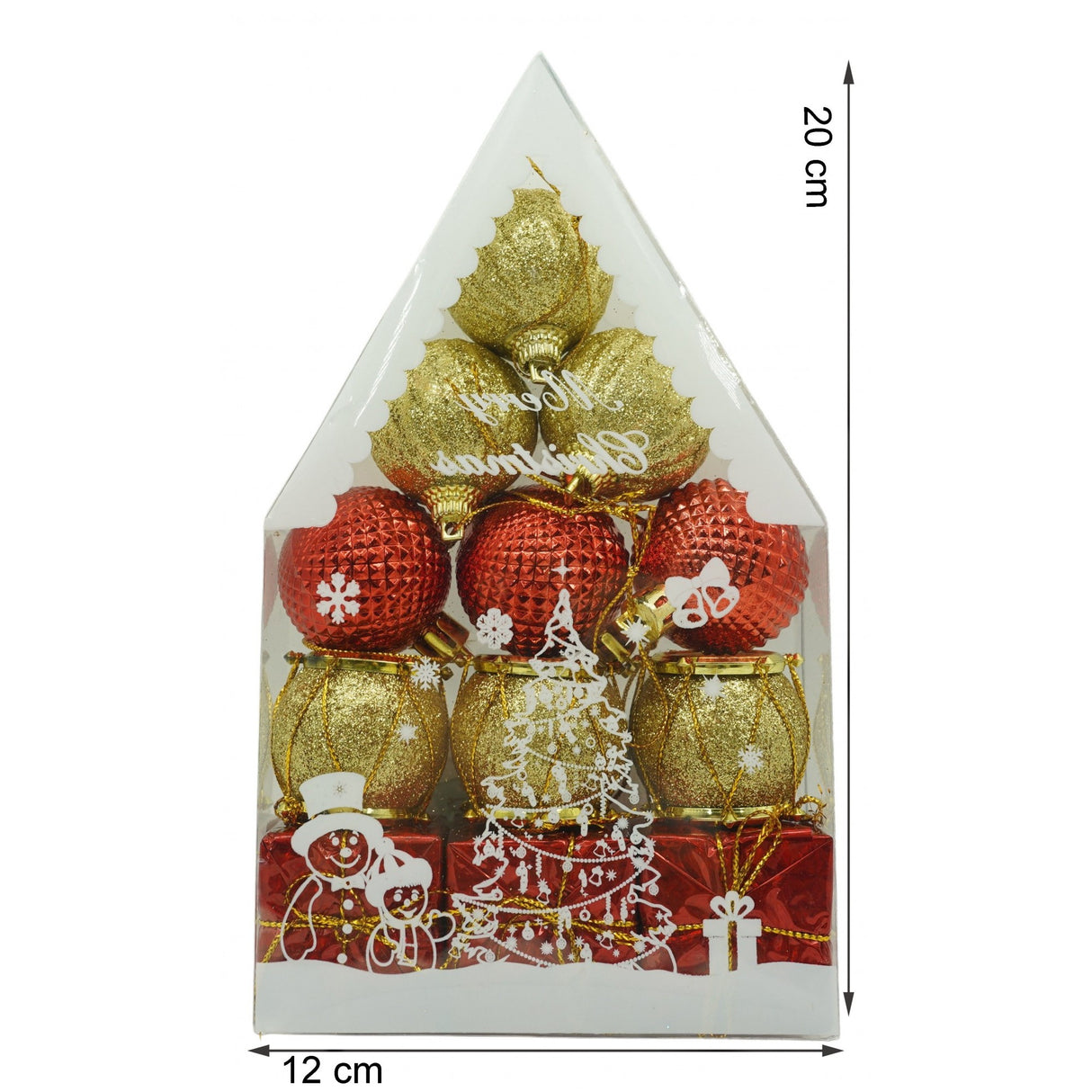 Set De 12 Ornamente De Brad, De Tip Glob, Rosu/, Din Polistiren, Cu Finisaj Sclipitor, Cutie 4 Cm Adancime X 20 Cm Inaltime X 12 Cm Lungime)