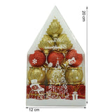 Set De 12 Ornamente De Brad, De Tip Glob, Rosu/, Din Polistiren, Cu Finisaj Sclipitor, Cutie 4 Cm Adancime X 20 Cm Inaltime X 12 Cm Lungime)