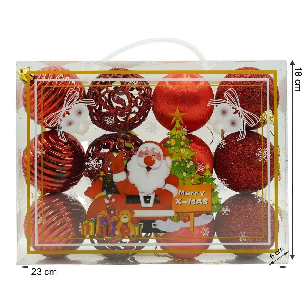 Set De 12 Ornamente De Brad, De Tip Glob, Din Polistiren, Cu Finisaj Sclipitor, Cutie 6 Cm Adancime X 23 Cm Lungime X 18 Cm Inaltime