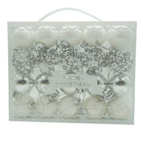 Set de 20 ornamente de brad, Vivimall, de tip Glob, Alb/ Argintiu, din polistiren, cu finisaj sclipitor , cutie  4  cm adancime x 20  cm lungime x 16  cm inaltime - vivimall.ro