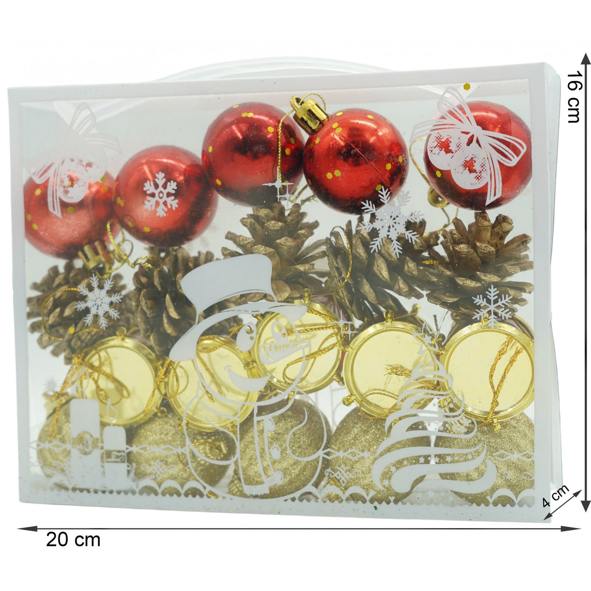 Set De 20 Ornamente De Brad, De Tip Glob, Din Polistiren, Cu Finisaj Sclipitor, Cutie 4 Cm Adancime X 20 Cm Lungime X 16 Cm Inaltime
