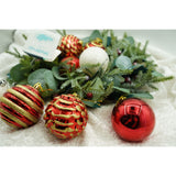 Set de 24 ornamente de brad, Flippy, de tip Glob, Alb/ Rosu, cu ø de 7 cm, din plastic, cu finisaj sclipitor , cutie  16  cm lungime x 36  cm inaltime x 16  cm adancime - vivimall.ro