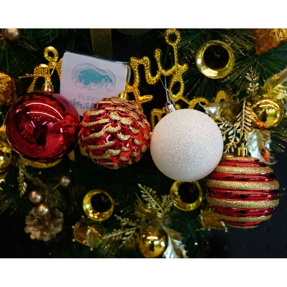 Set De 24 Ornamente De Brad, De Tip Glob, / Rosu, Cu Ã¸ De 7 Cm, Din Plastic, Cu Finisaj Sclipitor , Cutie 16 Cm Lungime X 36 Cm Inaltime X 16 Cm Adancime, Resigilat - vivimall.ro