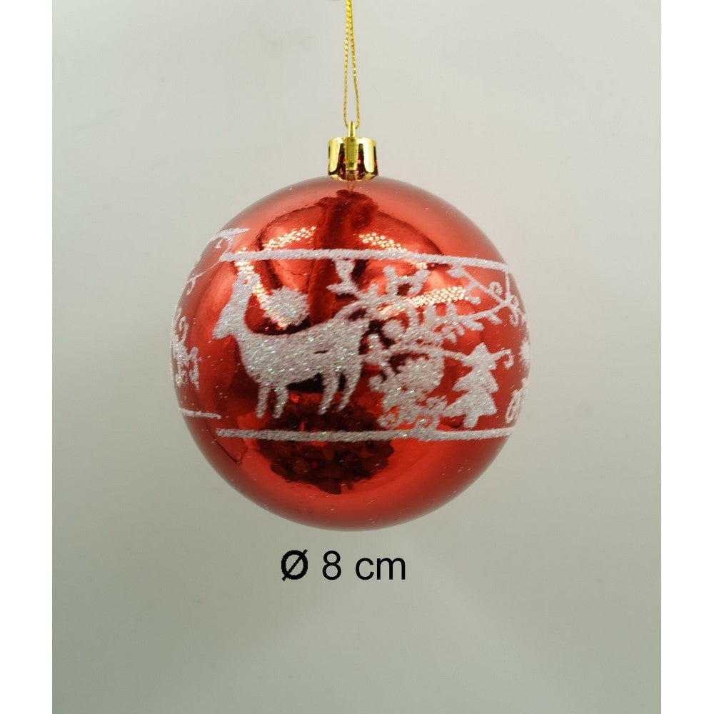 Set De 24 Ornamente De Brad, De Tip Glob, Cu Ã¸ De 8 Cm, Din Plastic, Cu Finisaj Sclipitor, Cutie 19 Cm Lungime X 42 Cm Inaltime X 19 Cm Adancime