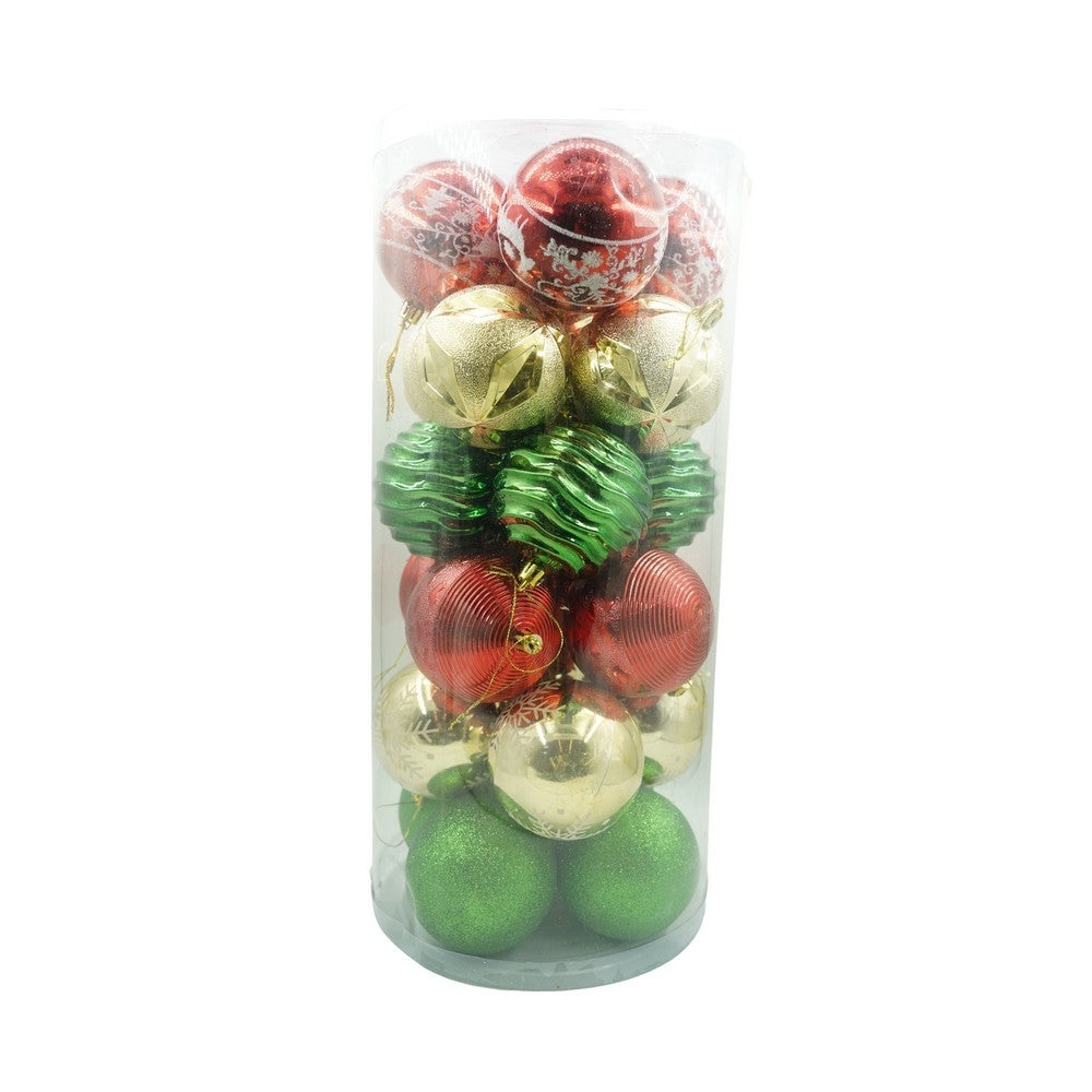 Set De 24 Ornamente De Brad, De Tip Glob, Cu Ã¸ De 8 Cm, Din Plastic, Cu Finisaj Sclipitor, Cutie 19 Cm Lungime X 42 Cm Inaltime X 19 Cm Adancime