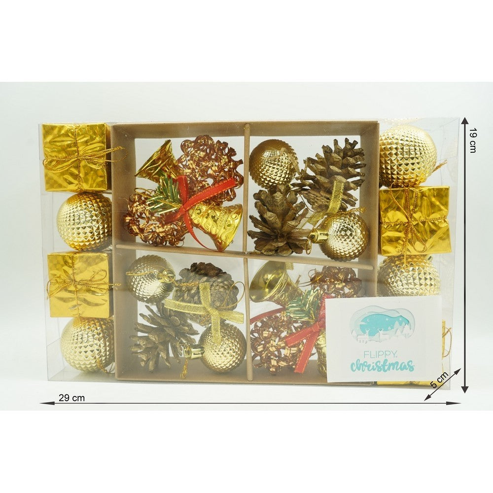 Set De 24 Ornamente De Brad, De Tip Glob, Din Polistiren, Cu Finisaj Sclipitor, Cutie 5 Cm Adancime X 29 Cm Lungime X 19 Cm Inaltime