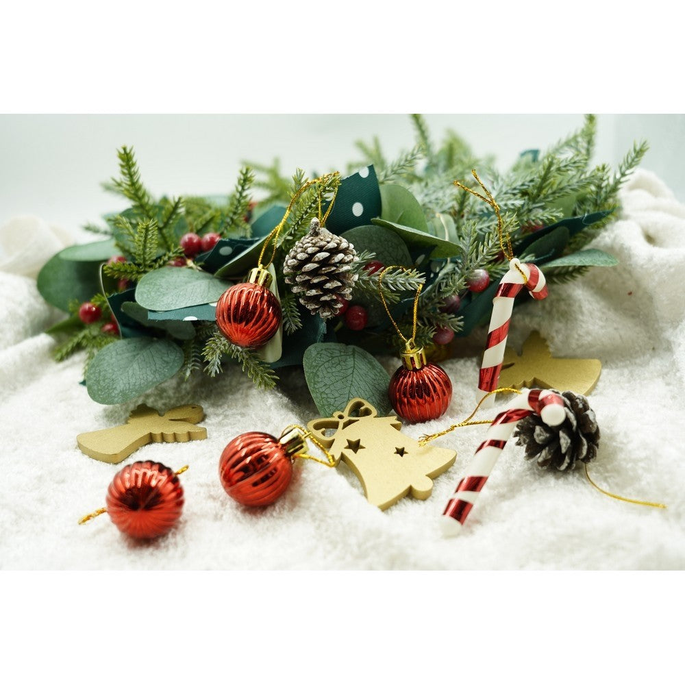 Set De 24 Ornamente De Brad, De Tip Glob, Din Polistiren, Cu Finisaj Sclipitor, Cutie 3 Cm Adancime X 20 Cm Lungime X 14 Cm Inaltime