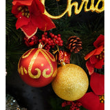 Set De 24 Ornamente De Brad, De Tip Glob, Rosu/, Cu Ã¸ De 8 Cm, Din Plastic, Cu Finisaj Sclipitor, Cutie 19 Cm Lungime X 42 Cm Inaltime X 19 Cm Adancime