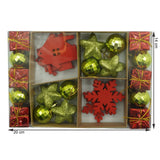 Set de 24 ornamente de brad, Vivimall, de tip Glob, Rosu/ Auriu, din polistiren, cu finisaj sclipitor , cutie  3  cm adancime x 20  cm lungime x 14  cm inaltime - vivimall.ro