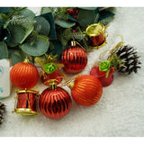 Set De 24 Ornamente De Brad, De Tip Glob, Rosu/, Din Polistiren, Cu Finisaj Sclipitor, Cutie 5 Cm Adancime X 29 Cm Lungime X 19 Cm Inaltime