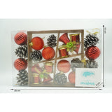 Set De 24 Ornamente De Brad, De Tip Glob, Rosu/, Din Polistiren, Cu Finisaj Sclipitor, Cutie 5 Cm Adancime X 29 Cm Lungime X 19 Cm Inaltime
