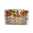 Set de 24 ornamente de brad, Vivimall, de tip Glob, Rosu/ Maro, din polistiren, cu finisaj sclipitor , cutie  5  cm adancime x 29  cm lungime x 19  cm inaltime - vivimall.ro
