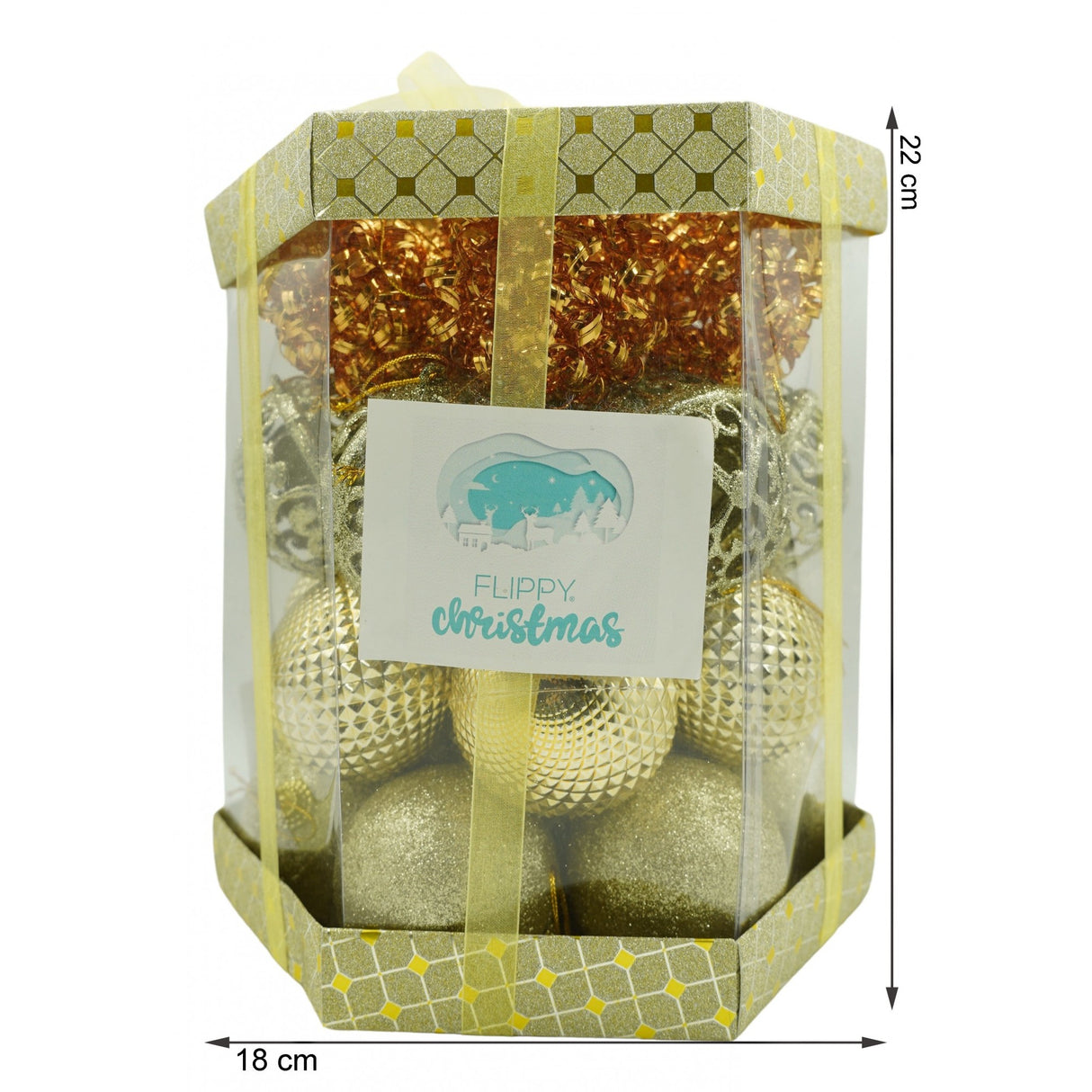 Set De 28 Ornamente De Brad, De Tip Glob, Cupru/, Din Polistiren, Cu Finisaj Sclipitor, Cutie 18 Cm Adancime X 22 Cm Inaltime X 18 Cm Lungime)