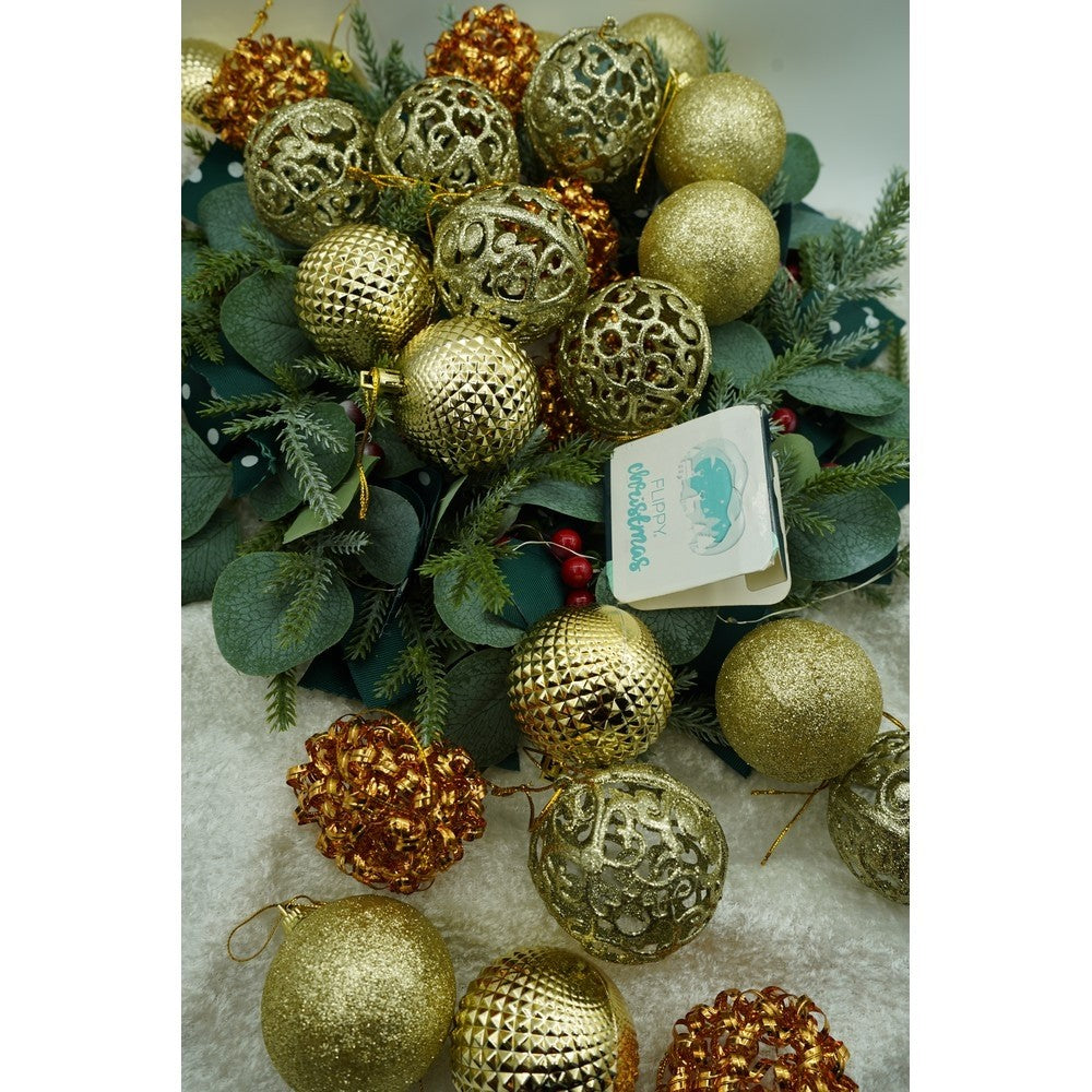 Set De 28 Ornamente De Brad, De Tip Glob, Cupru/, Din Polistiren, Cu Finisaj Sclipitor, Cutie 18 Cm Adancime X 22 Cm Inaltime X 18 Cm Lungime)