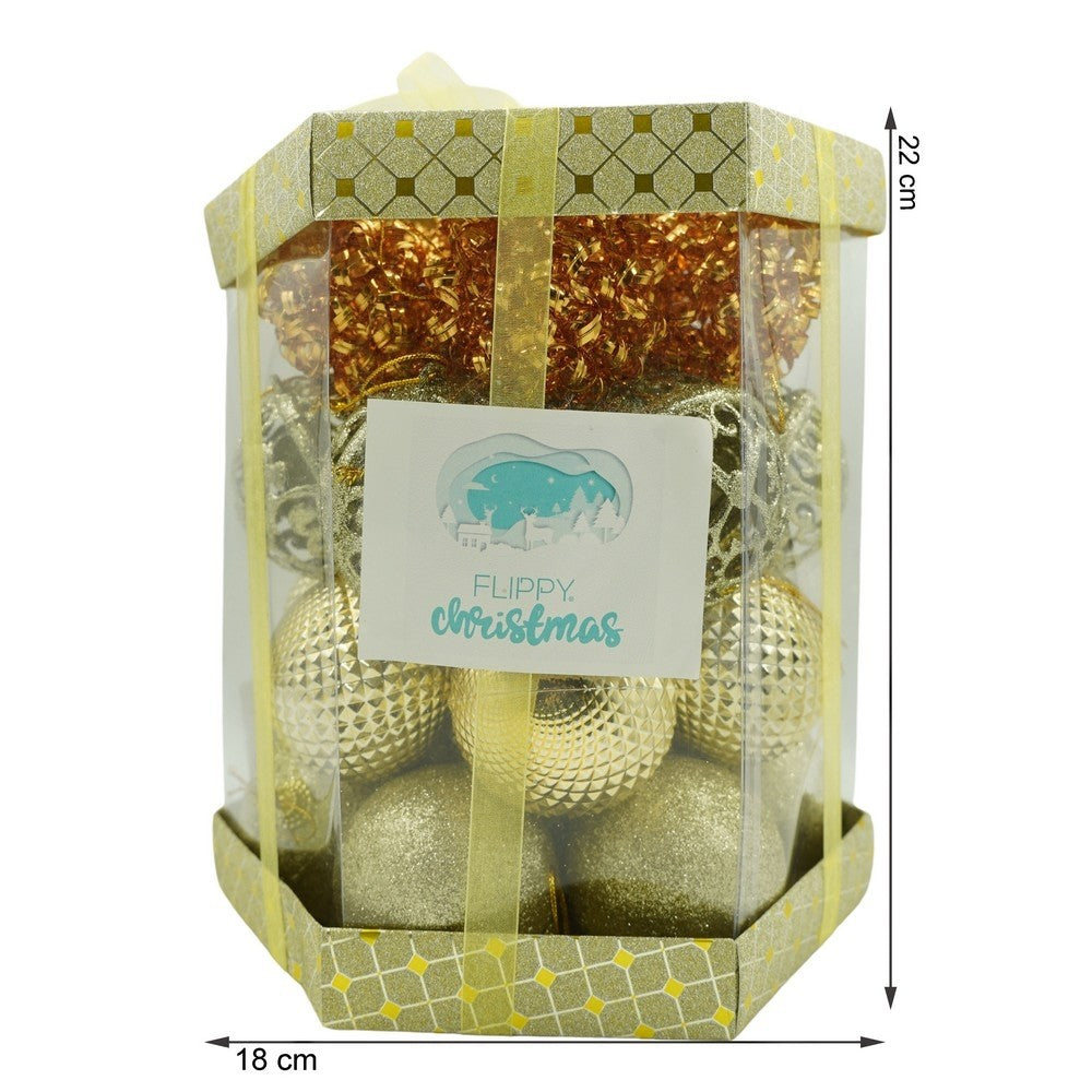 Set De 28 Ornamente De Brad, De Tip Glob, Cupru/, Din Polistiren, Cu Finisaj Sclipitor, Cutie 18 Cm Adancime X 22 Cm Inaltime X 18 Cm Lungime)