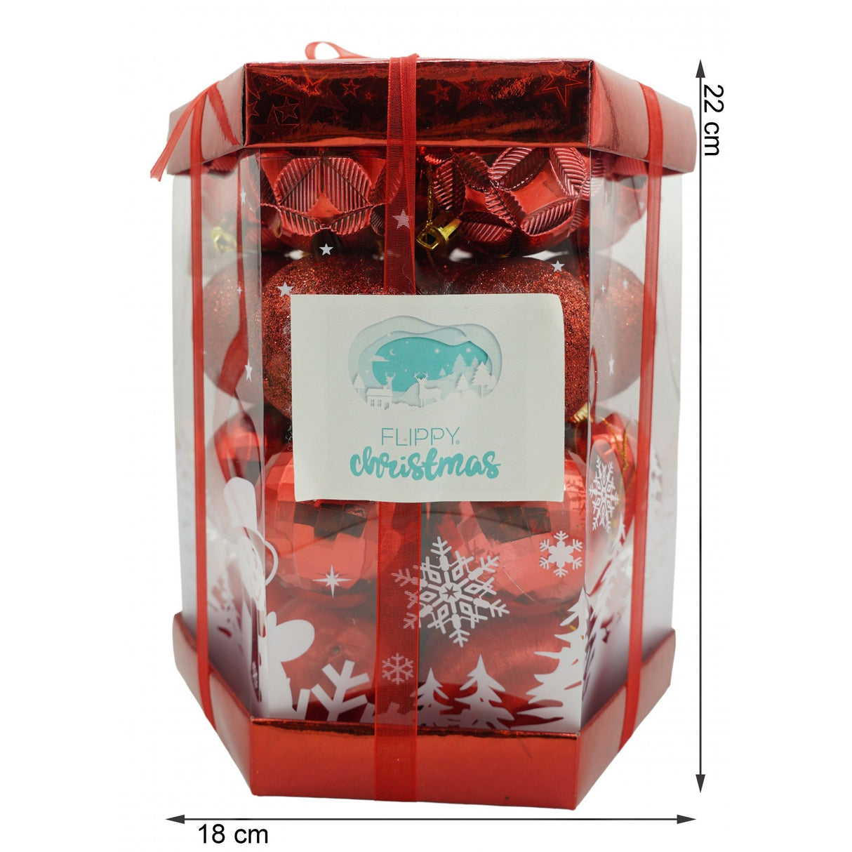 Set De 28 Ornamente De Brad, De Tip Glob, Din Polistiren, Cu Finisaj Sclipitor, Cutie 18 Cm Adancime X 22 Cm Inaltime X 18 Cm Lungime)