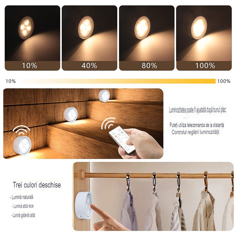 Set De 3 Lampi Led Fara Fir, Cu Baterii, 3 Culori De Lumina, Cu Telecomanda, Din Plastic - vivimall.ro