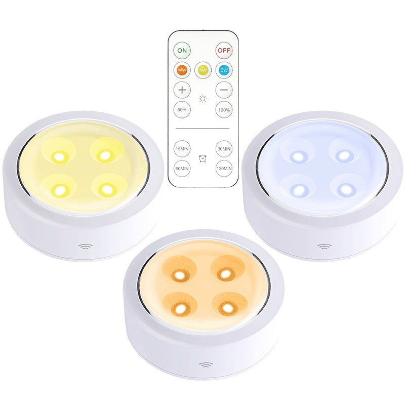Set De 3 Lampi Led Fara Fir, Cu Baterii, 3 Culori De Lumina, Cu Telecomanda, Din Plastic - vivimall.ro