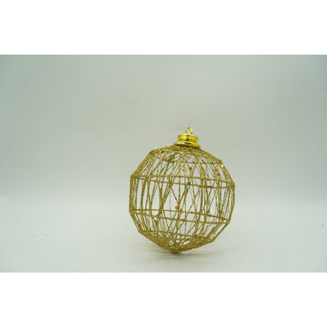 Set de 3 ornamente de brad, Flippy, de tip Glob, Auriu, cu ø de 10 cm, din metal, cu finisaj sclipitor , cutie  10  cm adancime x 30  cm lungime x 10  cm inaltime - vivimall.ro