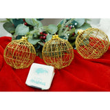 Set de 3 ornamente de brad, Flippy, de tip Glob, Auriu, cu ø de 10 cm, din metal, cu finisaj sclipitor , cutie  10  cm adancime x 30  cm lungime x 10  cm inaltime - vivimall.ro