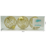 Set de 3 ornamente de brad, Flippy, de tip Glob, Auriu, cu ø de 10 cm, din metal, cu finisaj sclipitor , cutie  10  cm adancime x 30  cm lungime x 10  cm inaltime - vivimall.ro