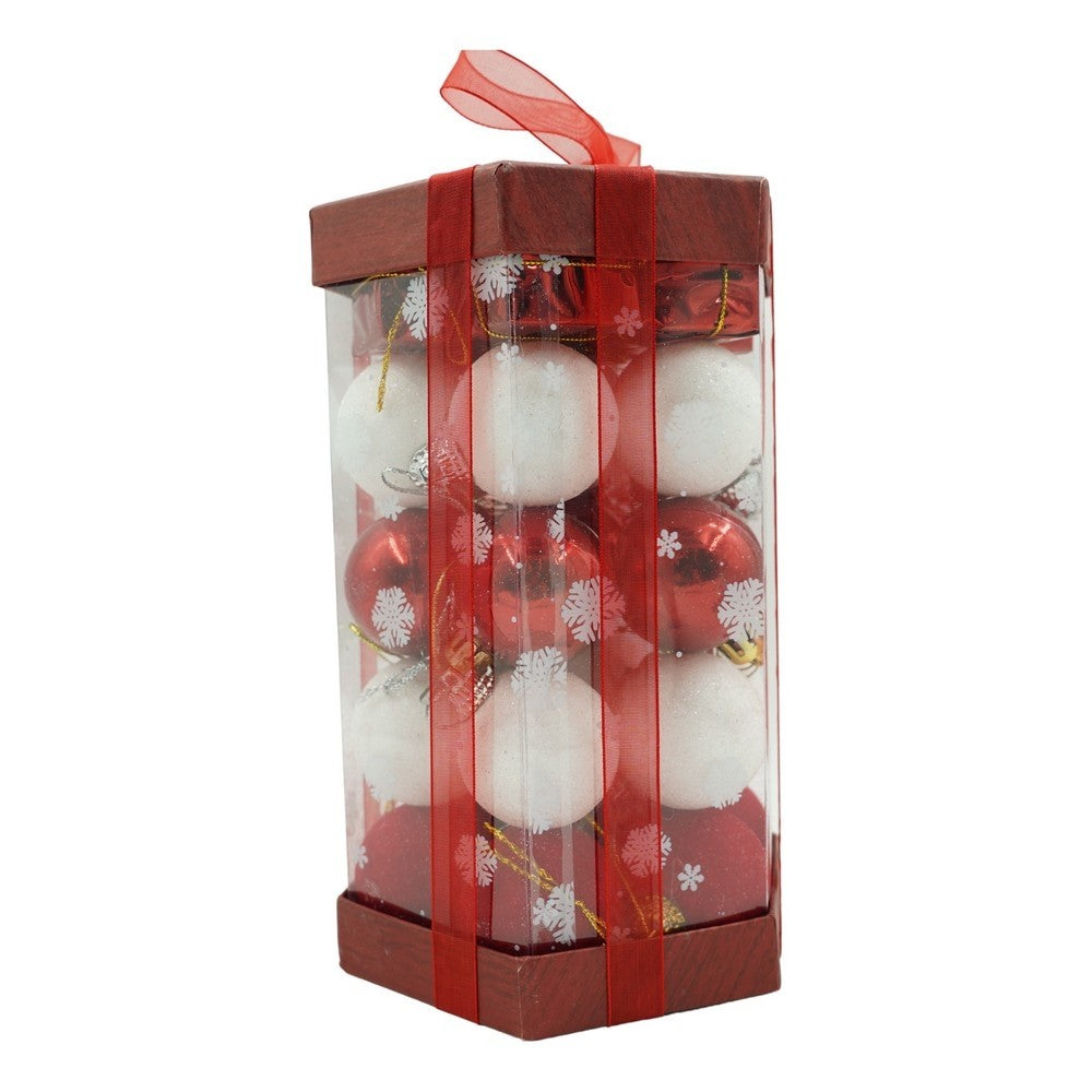 Set De 35 Ornamente De Brad, De Tip Glob, / Rosu, Din Polistiren, Cu Finisaj Sclipitor, Cutie 11 Cm Adancime X 19 Cm Inaltime X 11 Cm Lungime)