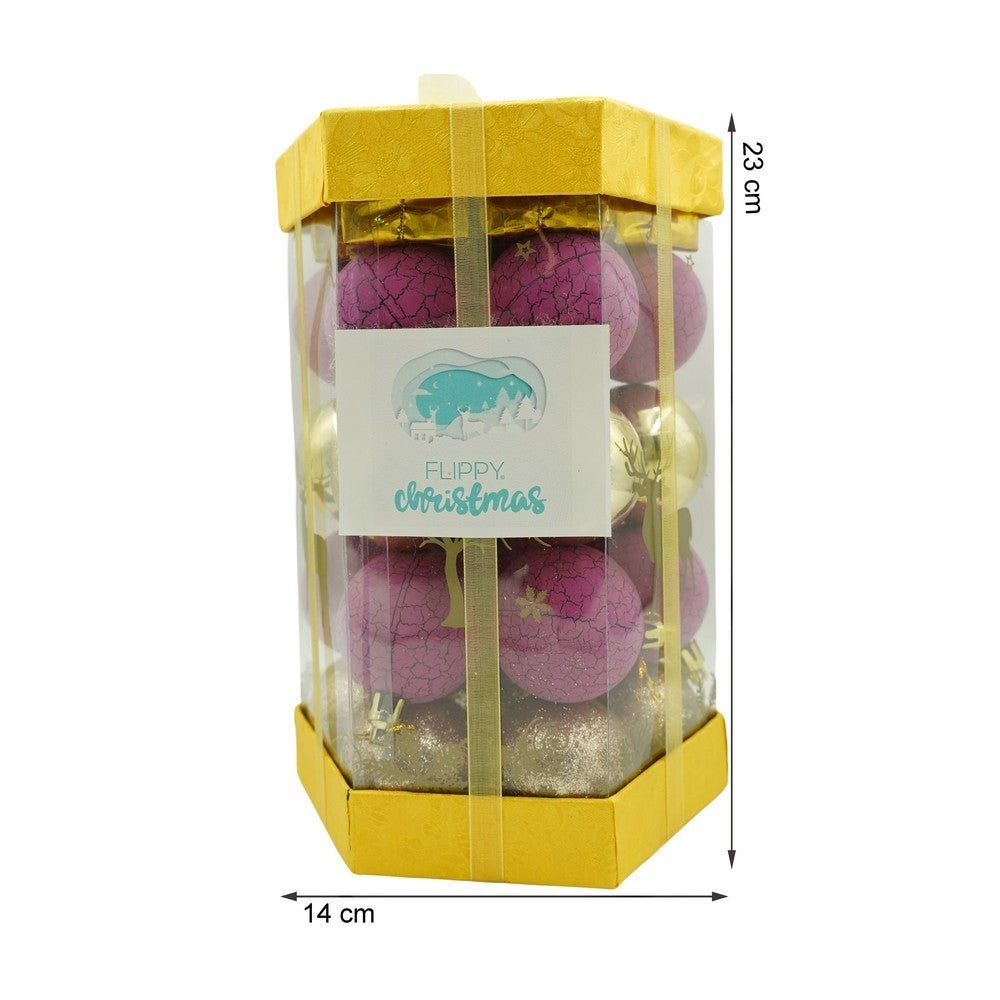 Set De 35 Ornamente De Brad, De Tip Glob, / Mov, Din Polistiren, Cu Finisaj Sclipitor, Cutie 14 Cm Adancime X 23 Cm Inaltime X 14 Cm Lungime)