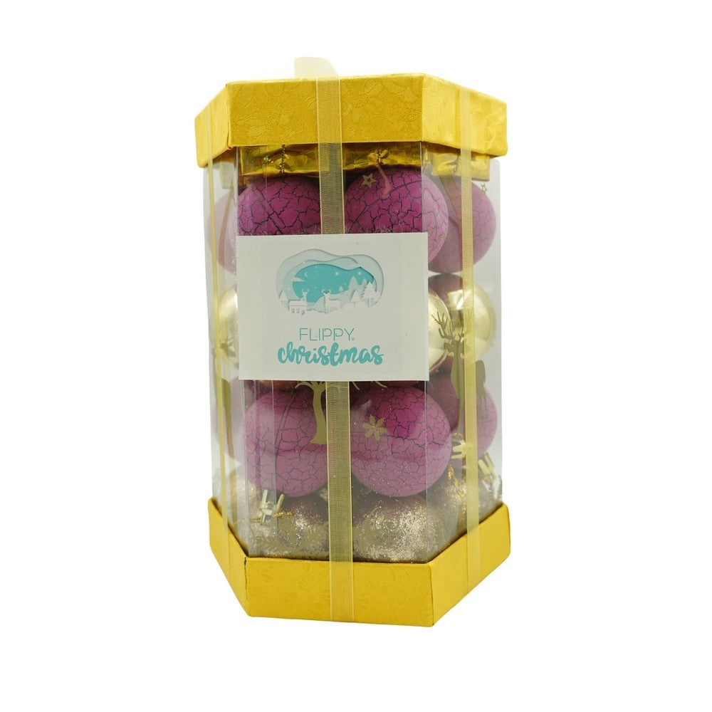 Set De 35 Ornamente De Brad, De Tip Glob, / Mov, Din Polistiren, Cu Finisaj Sclipitor, Cutie 14 Cm Adancime X 23 Cm Inaltime X 14 Cm Lungime)