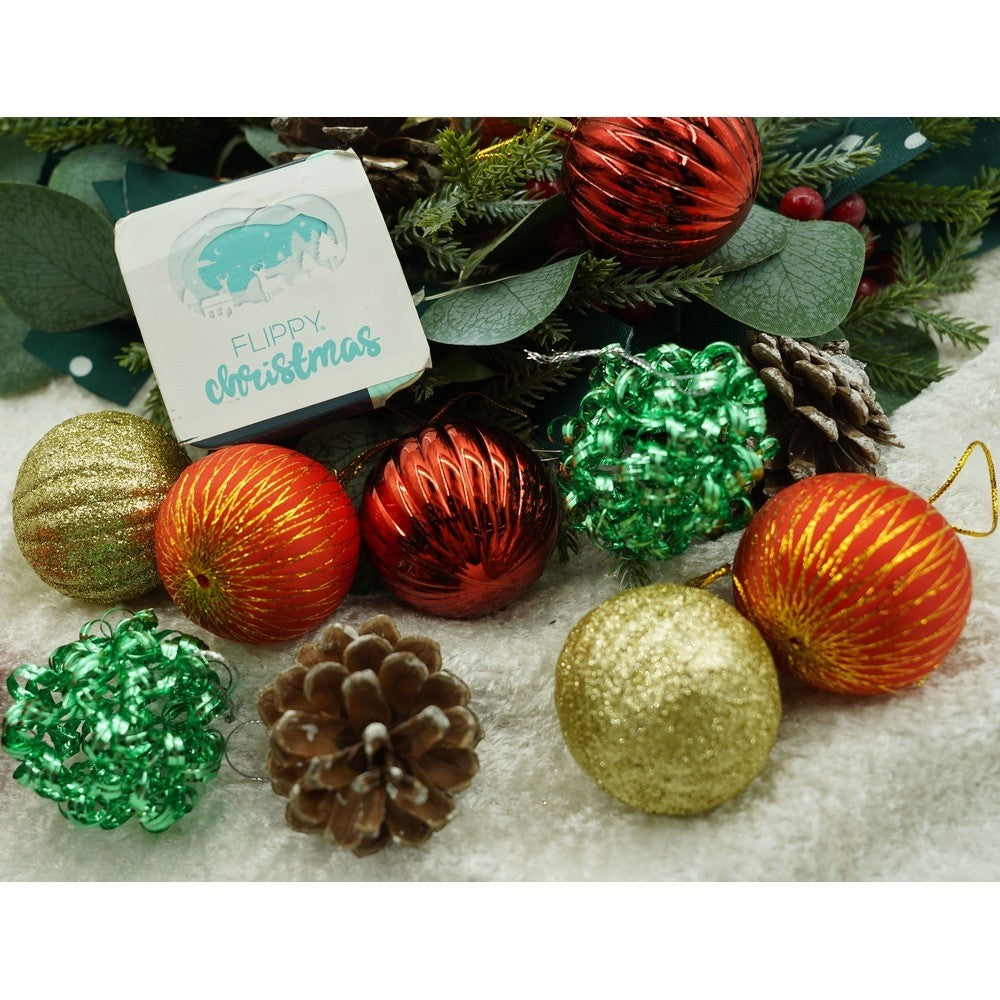 Set De 35 Ornamente De Brad, De Tip Glob, Din Polistiren, Cu Finisaj Sclipitor, Cutie 14 Cm Adancime X 23 Cm Inaltime X 14 Cm Lungime)