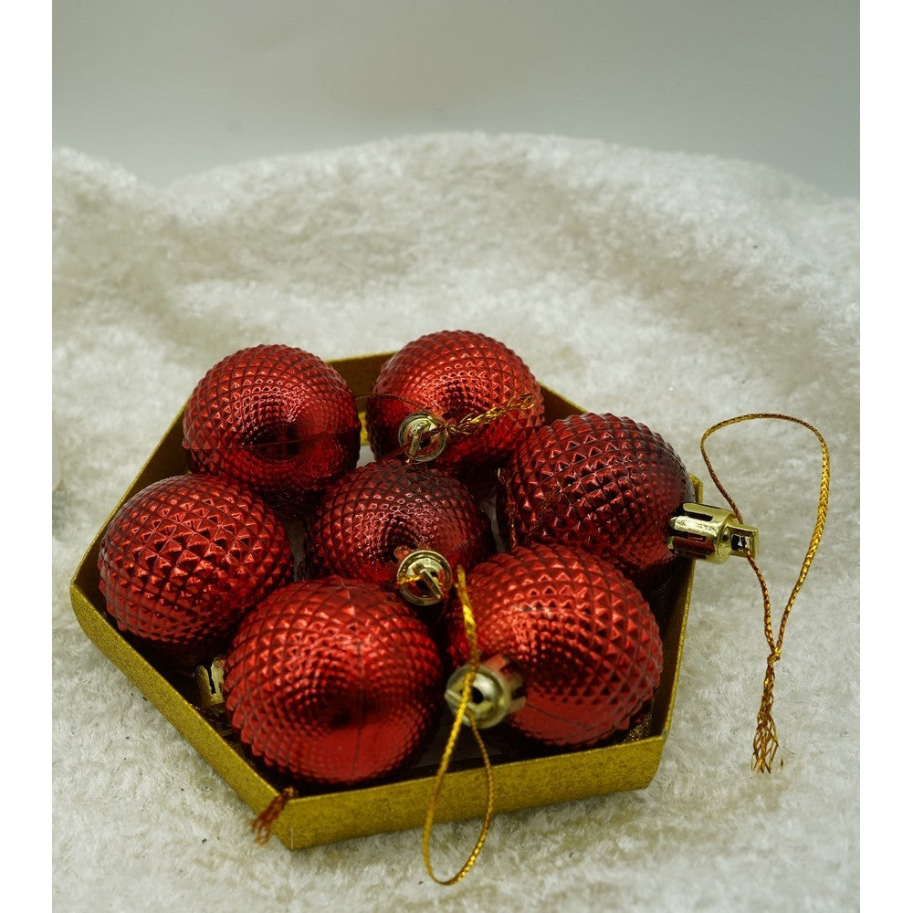 Set De 35 Ornamente De Brad, De Tip Glob, / Rosu, Din Polistiren, Cu Finisaj Sclipitor, Cutie 11 Cm Adancime X 19 Cm Inaltime X 11 Cm Lungime)